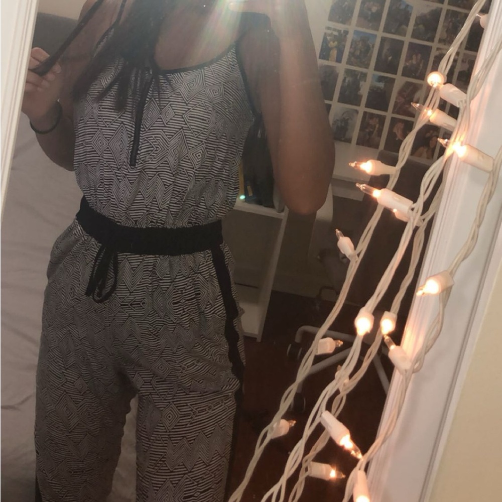 Stylish Black and White Geometric Jumpsuit